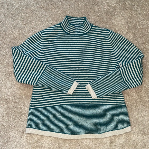 green and cream striped mock neck sweater - Picture 3 of 5